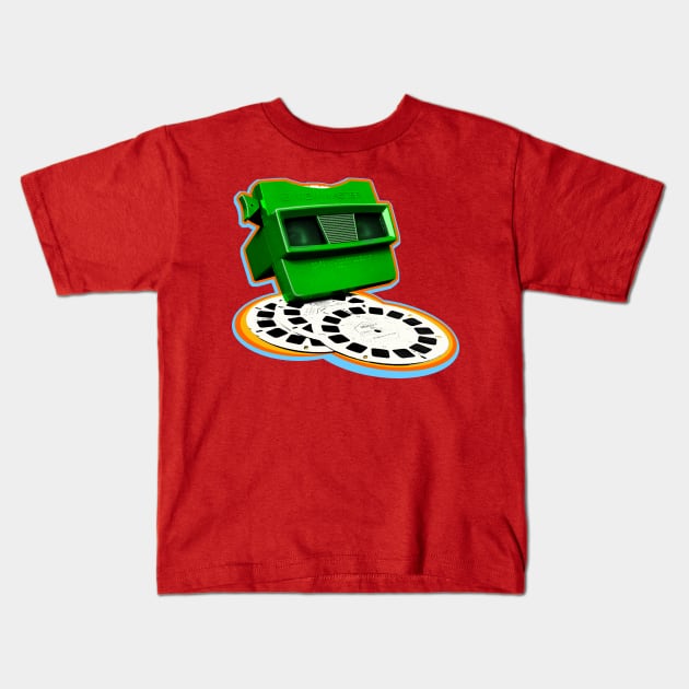 Super View-Master Toy in Green with Candy Color Bursts Kids T-Shirt by callingtomorrow